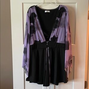 Elegant Purple and Black Kimono Top | Size 2X | Worn Once
